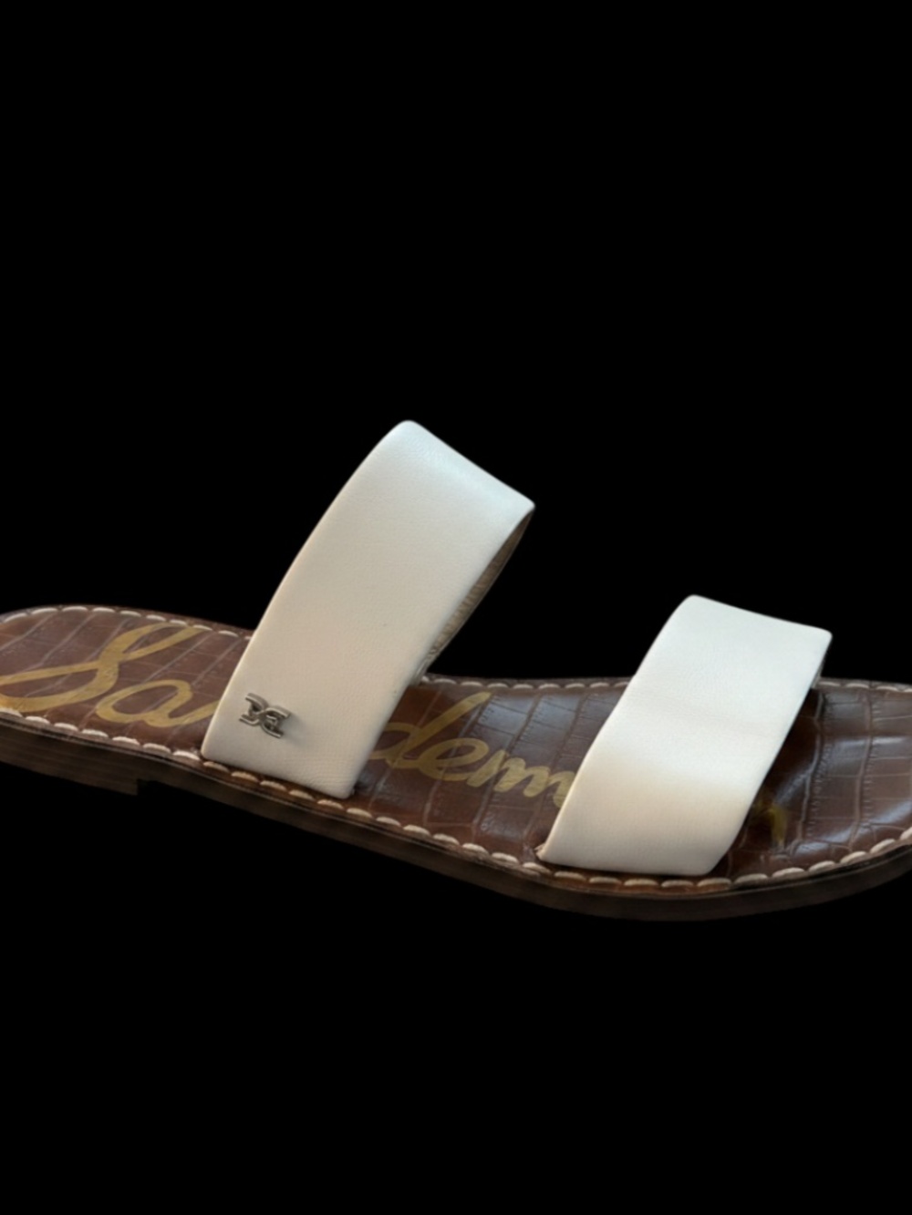 Sam Edelman White Gala Leather Double Banded Slide Sandals Size 11